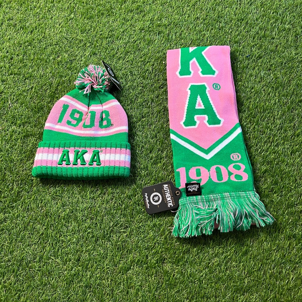 💥 AKA Alpha Kappa Alpha Scarf and Knit Beanie/Cap